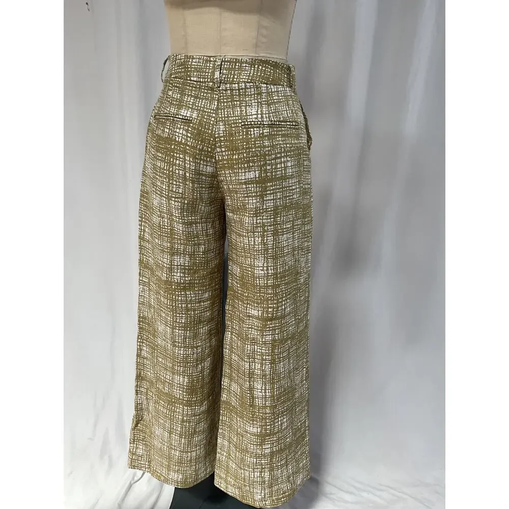 Reformation 'Jameson' Green Linen Wide Leg Pant Size 2